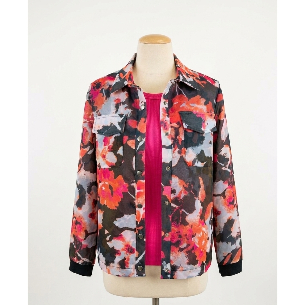 NEW MULTIPLES snap front lined jacket in pink multi